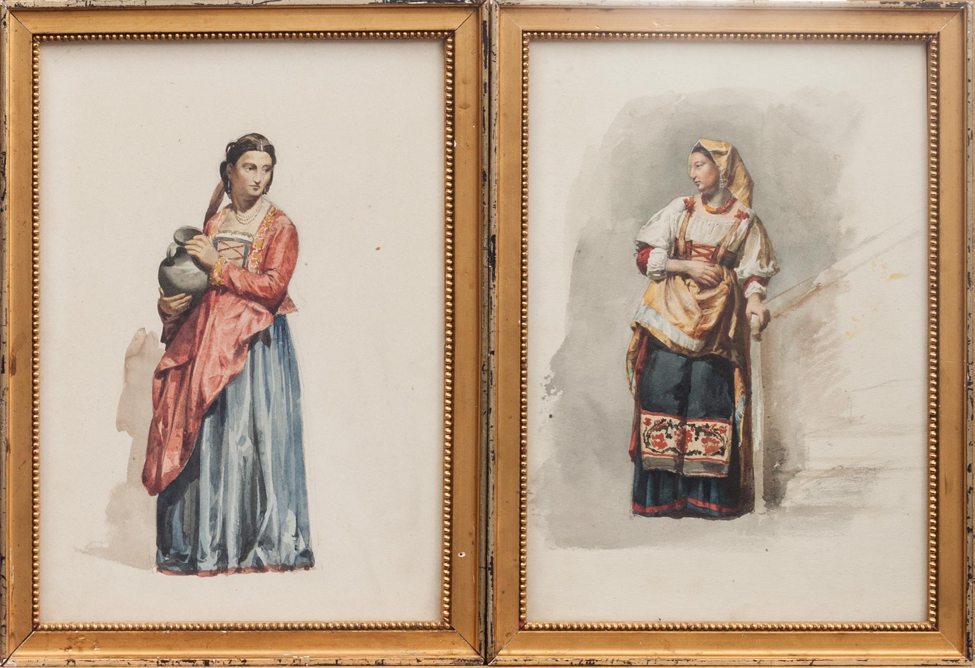 OKÄND KONSTNÄR, ett par, gouache, sydeuropa. 1800-talets slut.