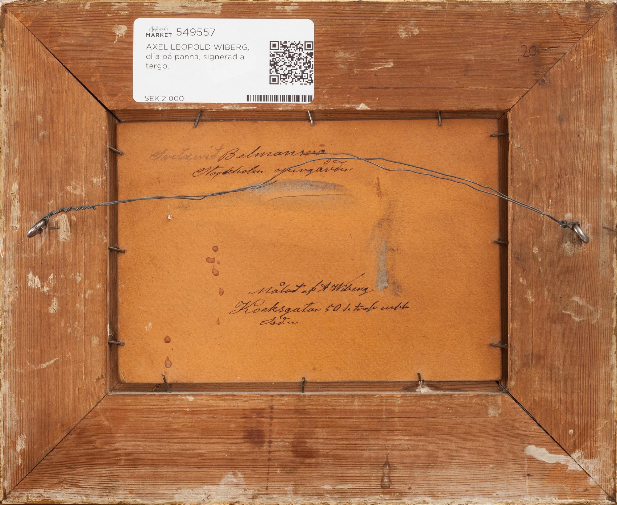 AXEL LEOPOLD WIBERG, olja på pannå, signerad a tergo.