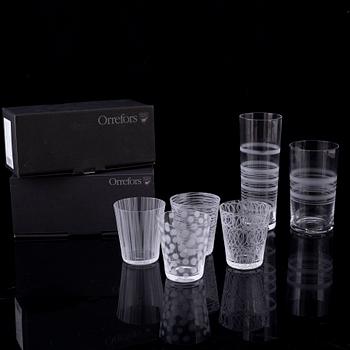 INGEGERD RÅMAN, glas, 6 delar, Orrefors, 2000-tal.