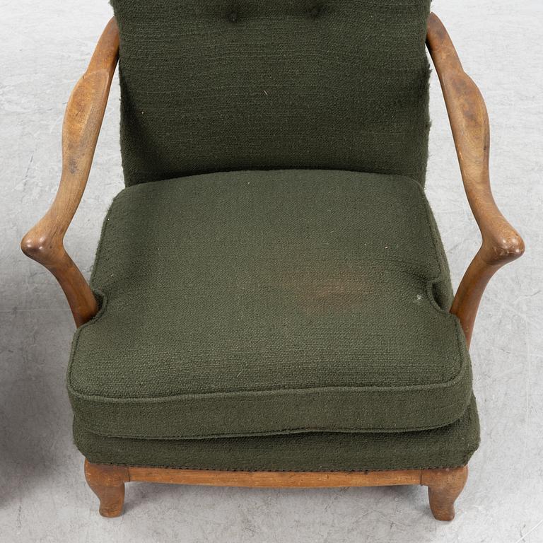 Two similiar Scandinavian Modern armchairs, 1940's/50's.