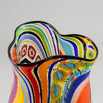 Schiavon, a multi coloured glass vase, "Arlecchino", Murano, Italy 2015, 1/1.