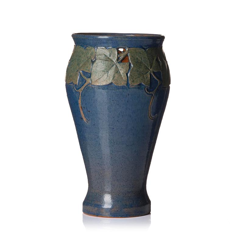 Hilma Persson-Hjelm, a glazed earthenware art nouveau vase, executed in her own studio, Arvika, 1921. No 8415.