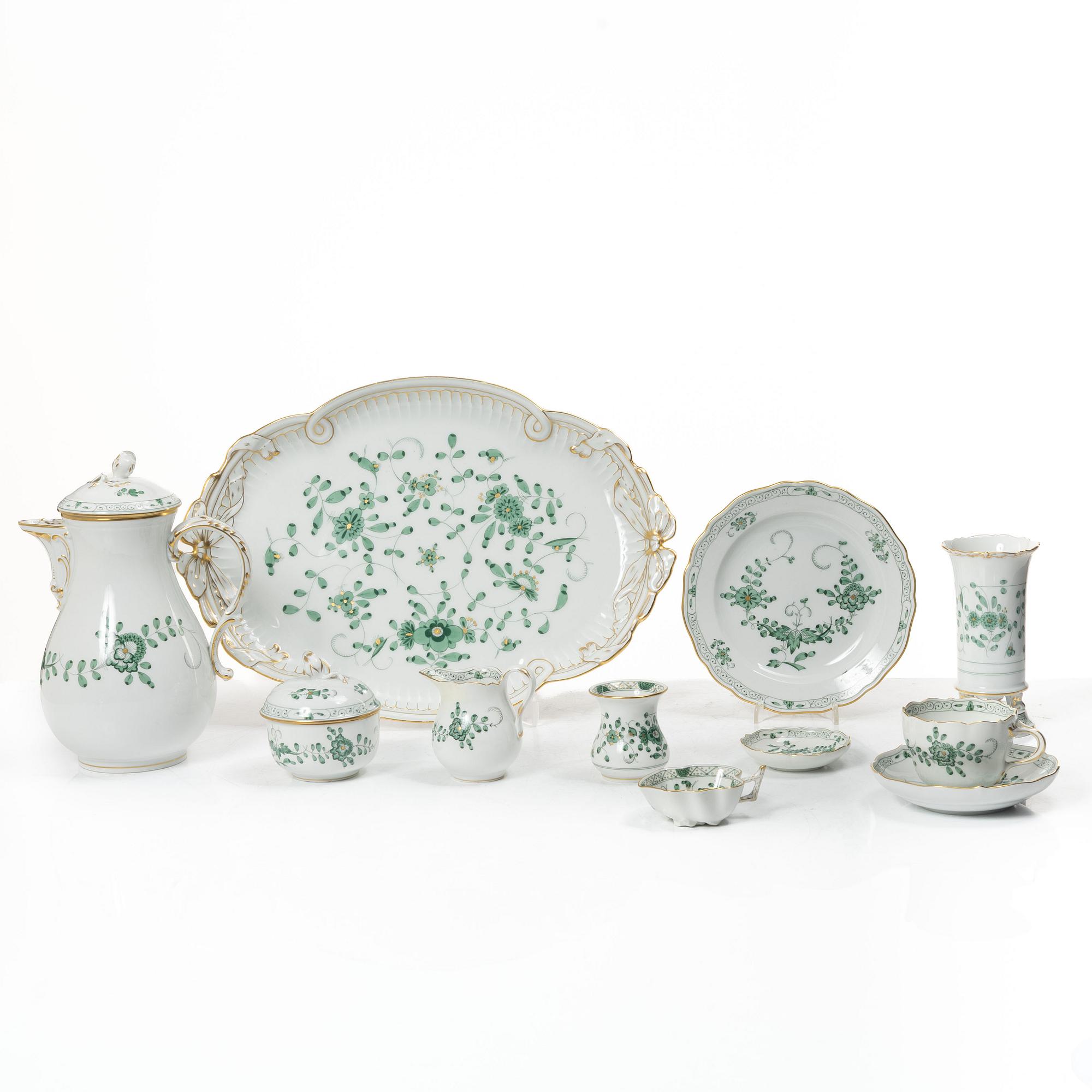 Meissen, Coffee service, 44 pieces, porcelain, “Indisch grün”, 3rd quality.
