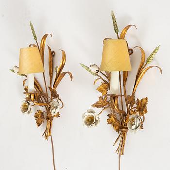 Wall lamps, a pair, Italy, second half of the 20th century.