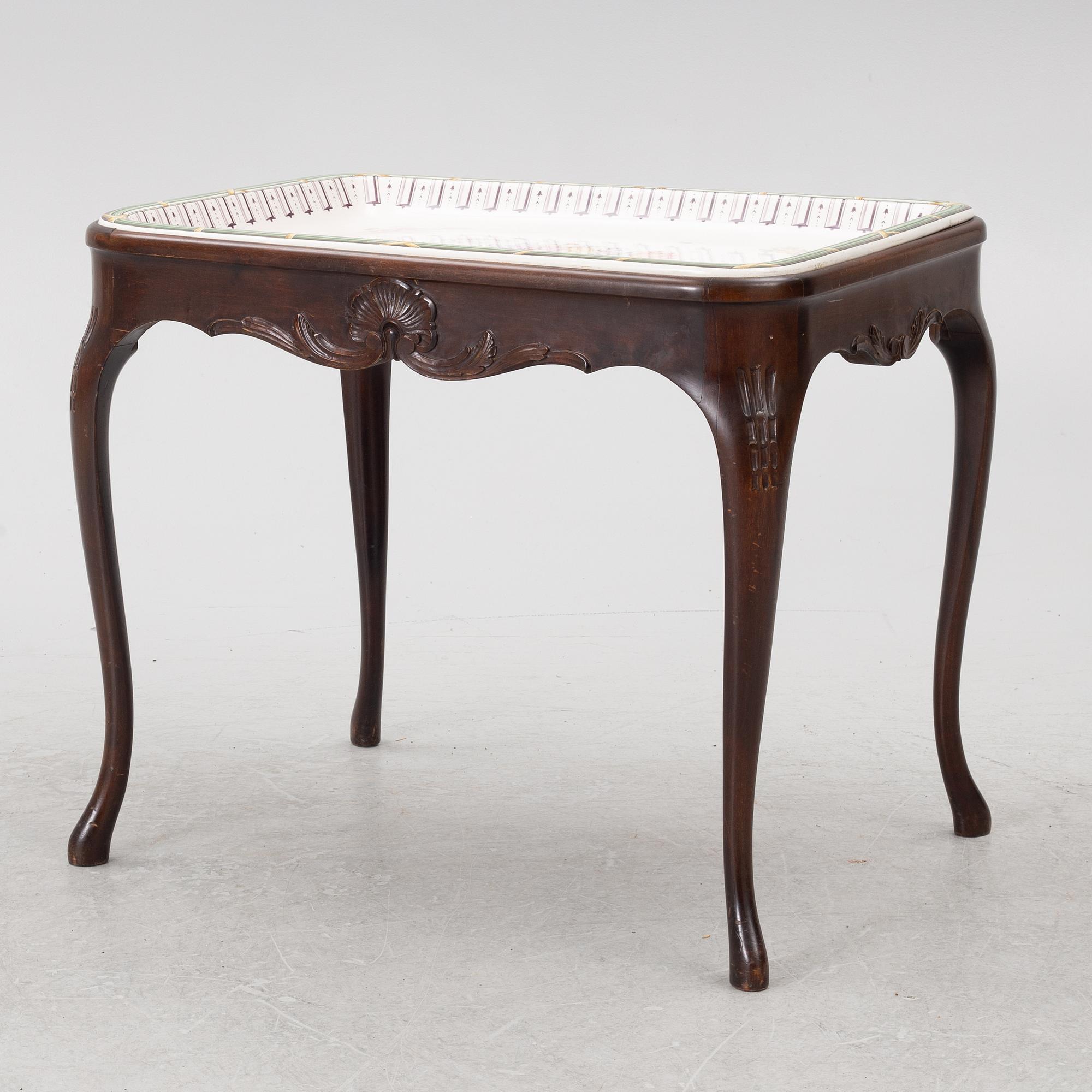 A Rococo-style tea table, Rörstrand, Sweden, 1910's.