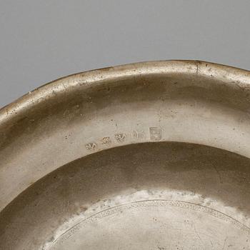 FAT, 5 st, tenn, sent 1700/1800-tal, bl.a Erik August Dahlblom, 1861, Kristianstad.