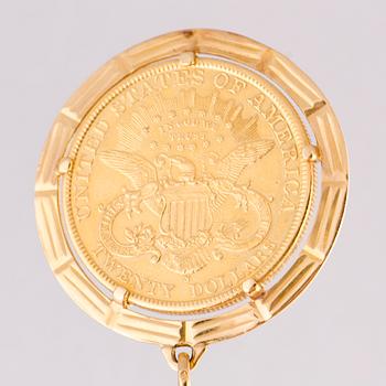 A BRACELET, Liberty Head 20 dollars gold coin, 18K gold.