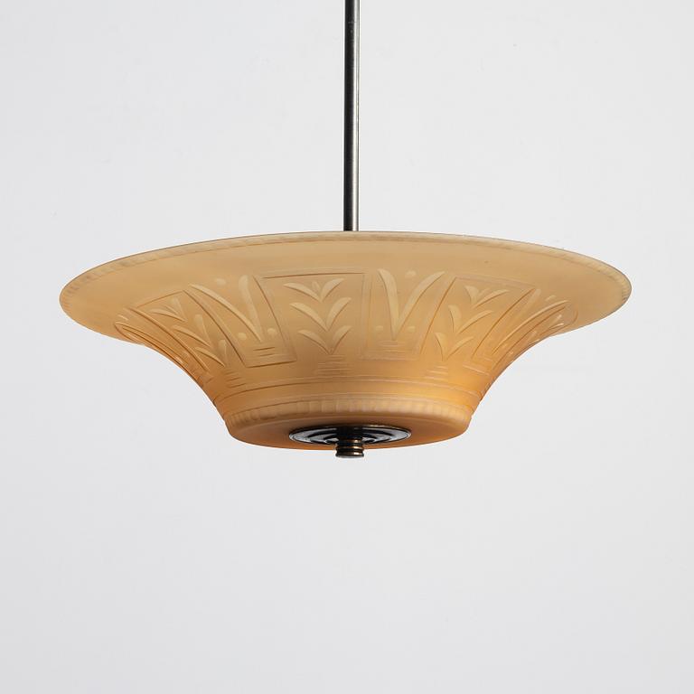 Edward Hald, a ceiling lamp, Orrefors, 1930s.