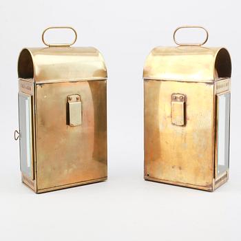LYKTOR, 2 st, mässing, Davey & Co, London, 1900-tal.