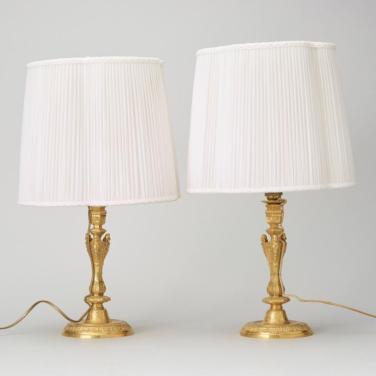 A pair of ormolu table lamps second half of the 19th century.