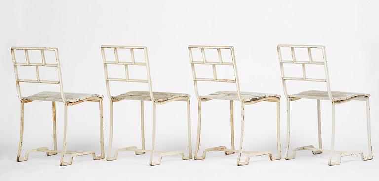 Carl Hörvik, a garden furniture set, a table and four chairs, possibly produced by Thulins vagnfabrik, Skillingaryd, Sweden.