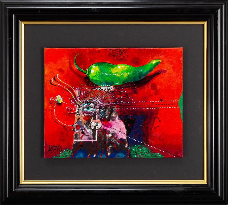 ARDY STRÜWER, olja på du/pannå, signerad. Daterad 1998 a tergo.