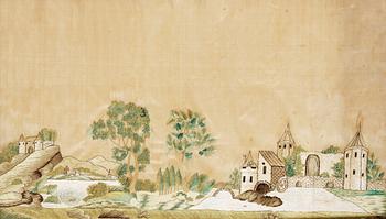 BRODERAD TAVLA, siden. Sverige omkring år 1800.