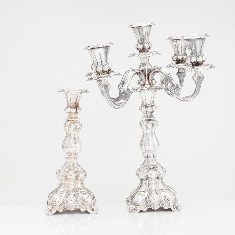Kandelaber och ljusstake, silver, Kultakeskus, Tavastehus 1953-1972.