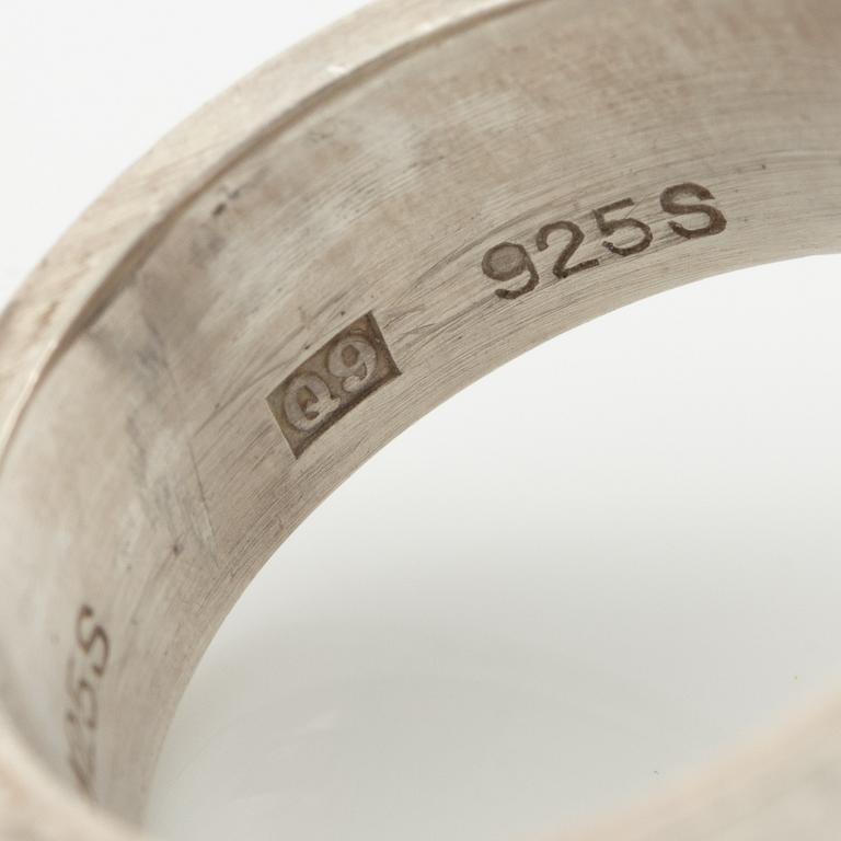 Lars Arby, three rings, sterling silver and enamel, Gothenburg 1966, 1968 and 1970.