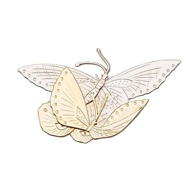 A Wiwen Nilsson sterling brooch of a pair of butterflies, Lund 1974.