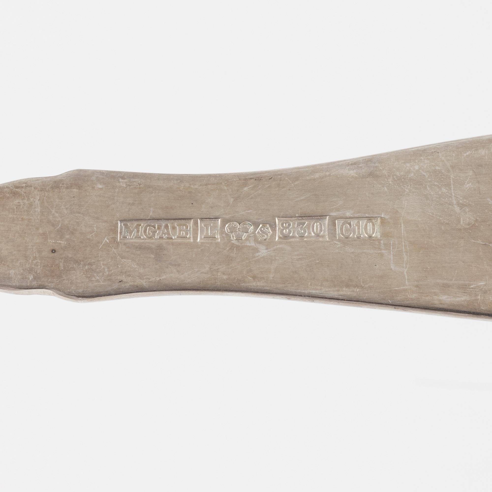 Eric Löfman, fiskbestick, 12+12 silver modell Uppsala. MGAB, Lidköping,  1977.