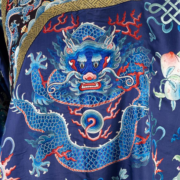 An embroidered Chinese silk robe,  20th Century.