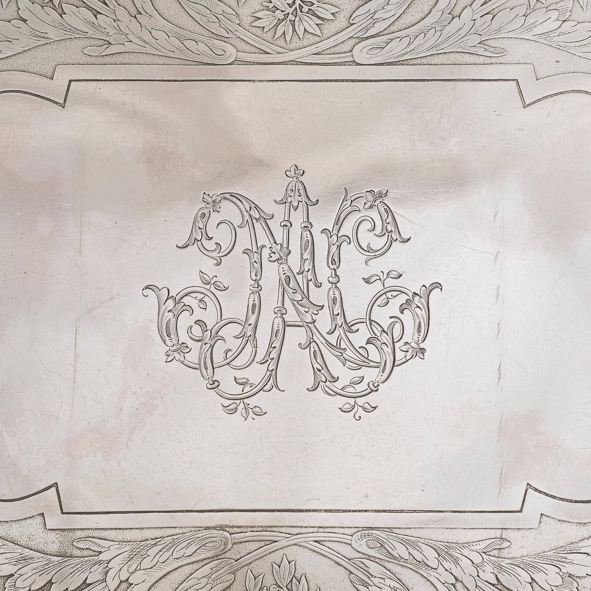 A French silver tray, maker's mark of Charles Mérite, before year 1892.
