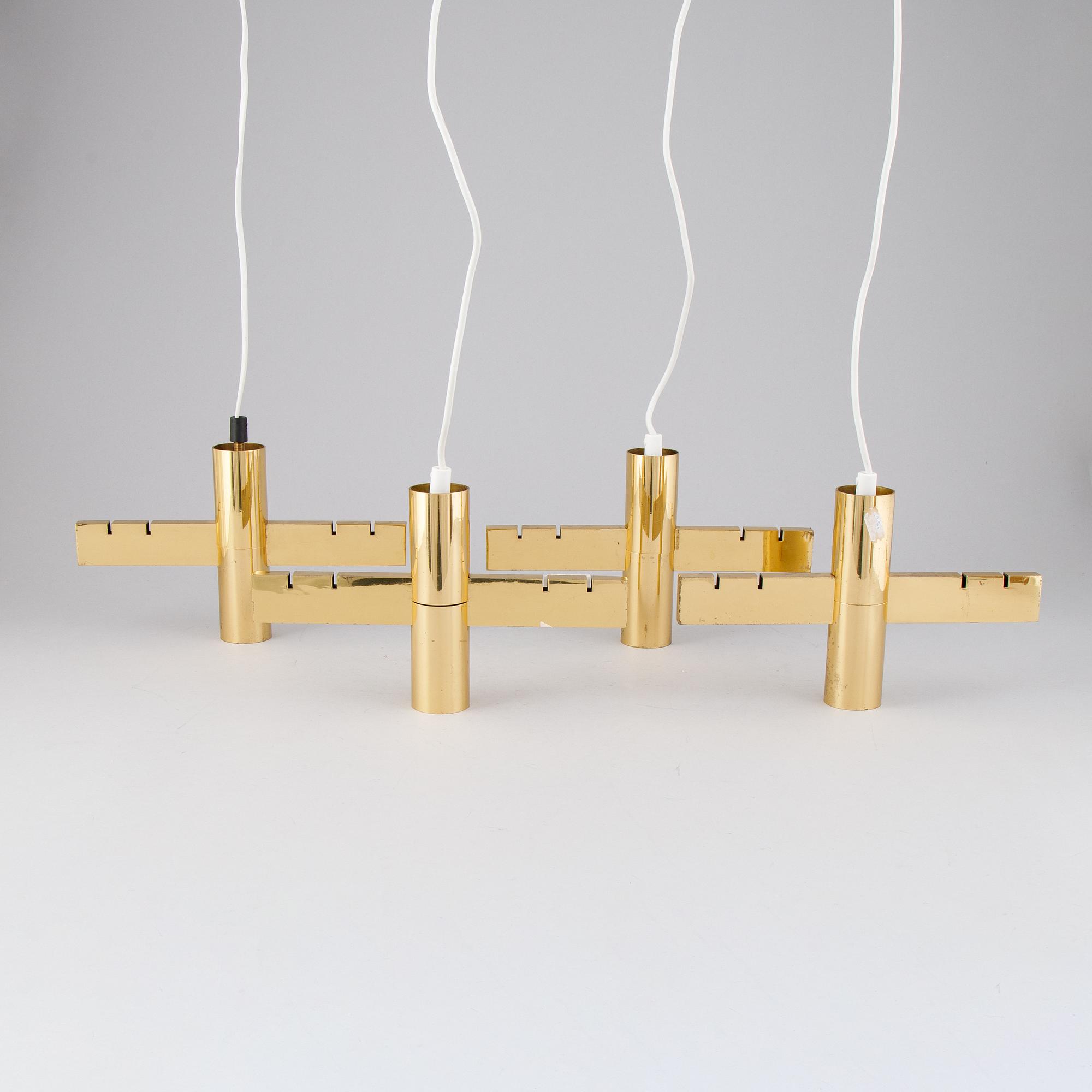 Hans-Agne Jakobsson, four brass ceiling lamps, Markaryd.