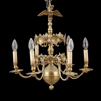LJUSKRONA, mässing, barockstil, 1900-talets första hälft/mitt. Höjd ca 55cm.
