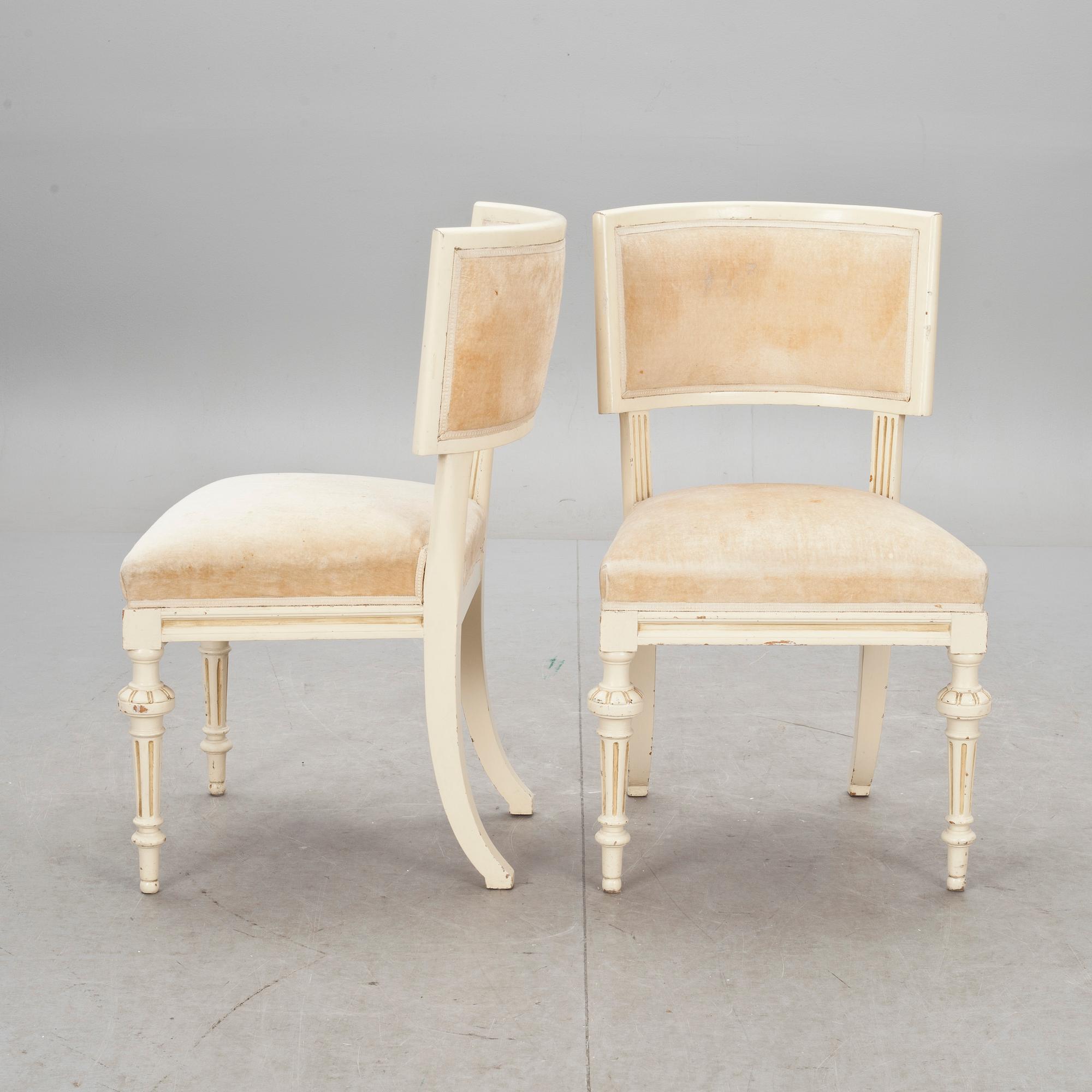 STOLAR, 2+2 st, gustaviansk stil. Sk Sulla. 1800-talets slut. 2 märkta H.van Rijswijk, Jakobsbergsgatan 19.