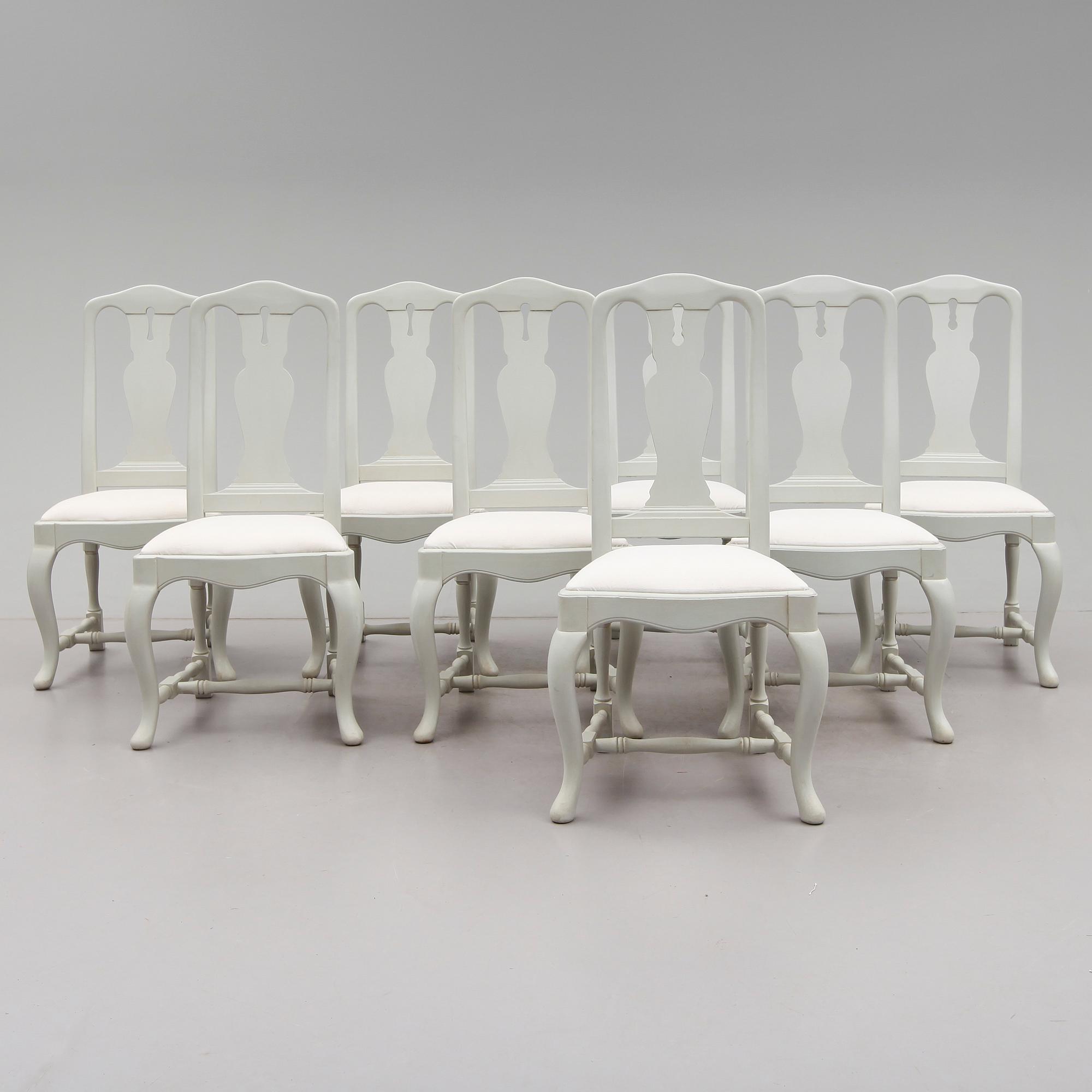 STOLAR, 8 st, senbarockstil, 1900-talets andra hälft.