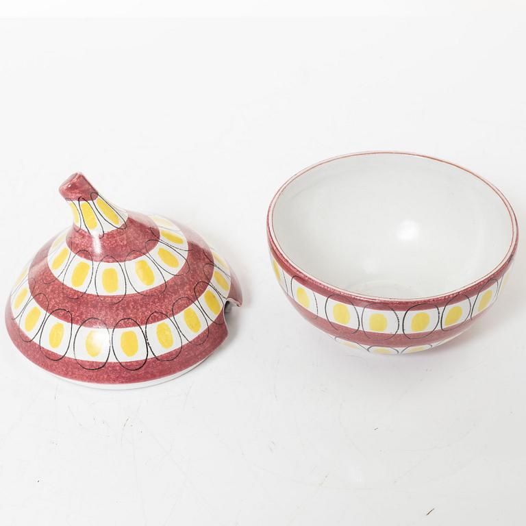 Stig Lindberg, ask med lock, fajans, Gustavsberg Studio.