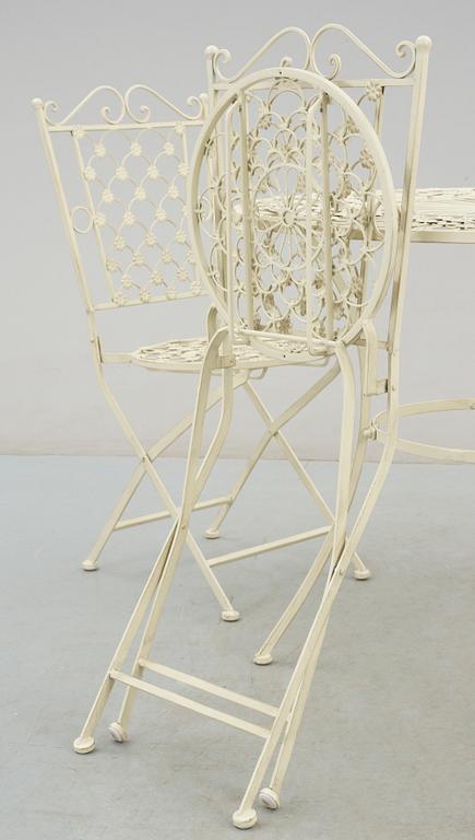 TRÄDGÅRDSGRUPP, 5 delar, metall. Modern tillverkning.