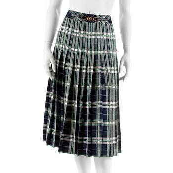 819. Céline, CELINE, a blue, white and green skirt. French size 40.