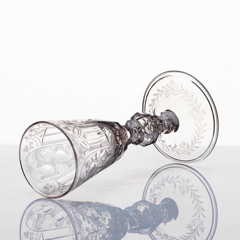 Pokal, glas. Böhmen, 1700-tal.