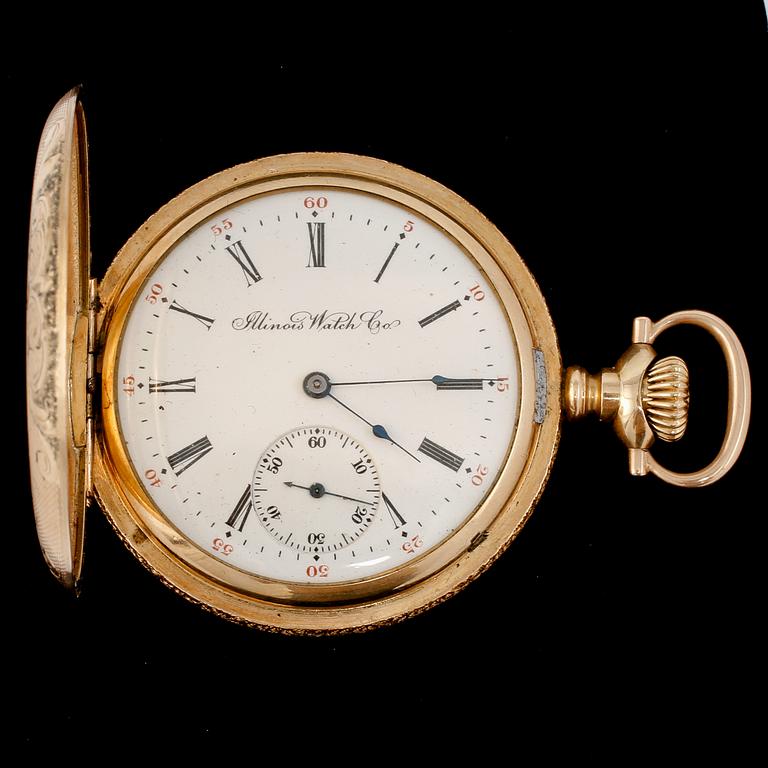 FICKUR, savonett, 14k guld, Illinois Watch Co, Springfield, USA, 1900-talets början. Vikt 111 g.