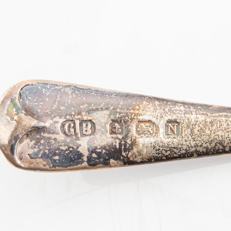 George Boot sockerskålar 1 par med skedar och tång silver Birmingham 1937.