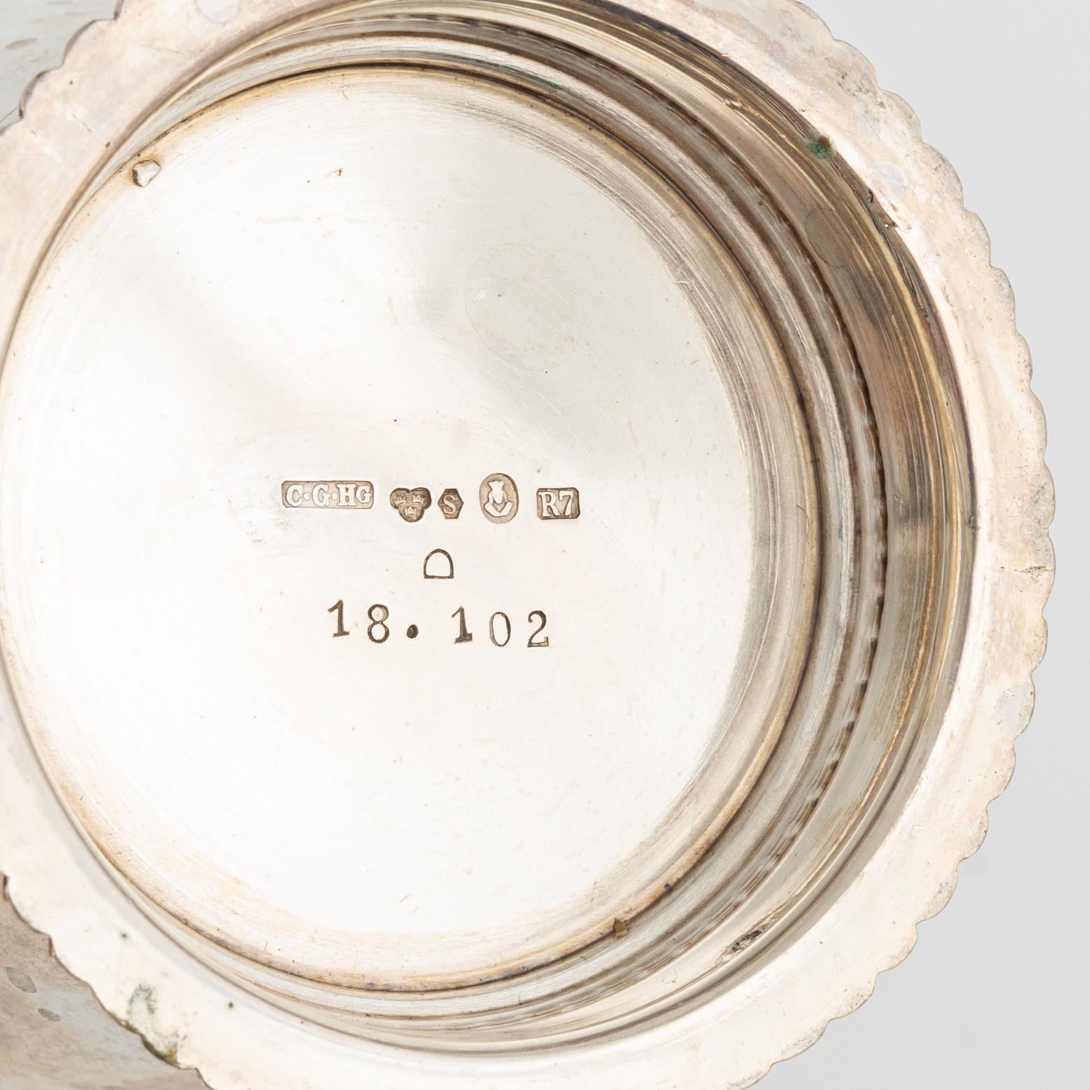 Bestick, brevkniv samt bägare, silver, bl a CG Hallberg Stockholm 1919 (24 delar).