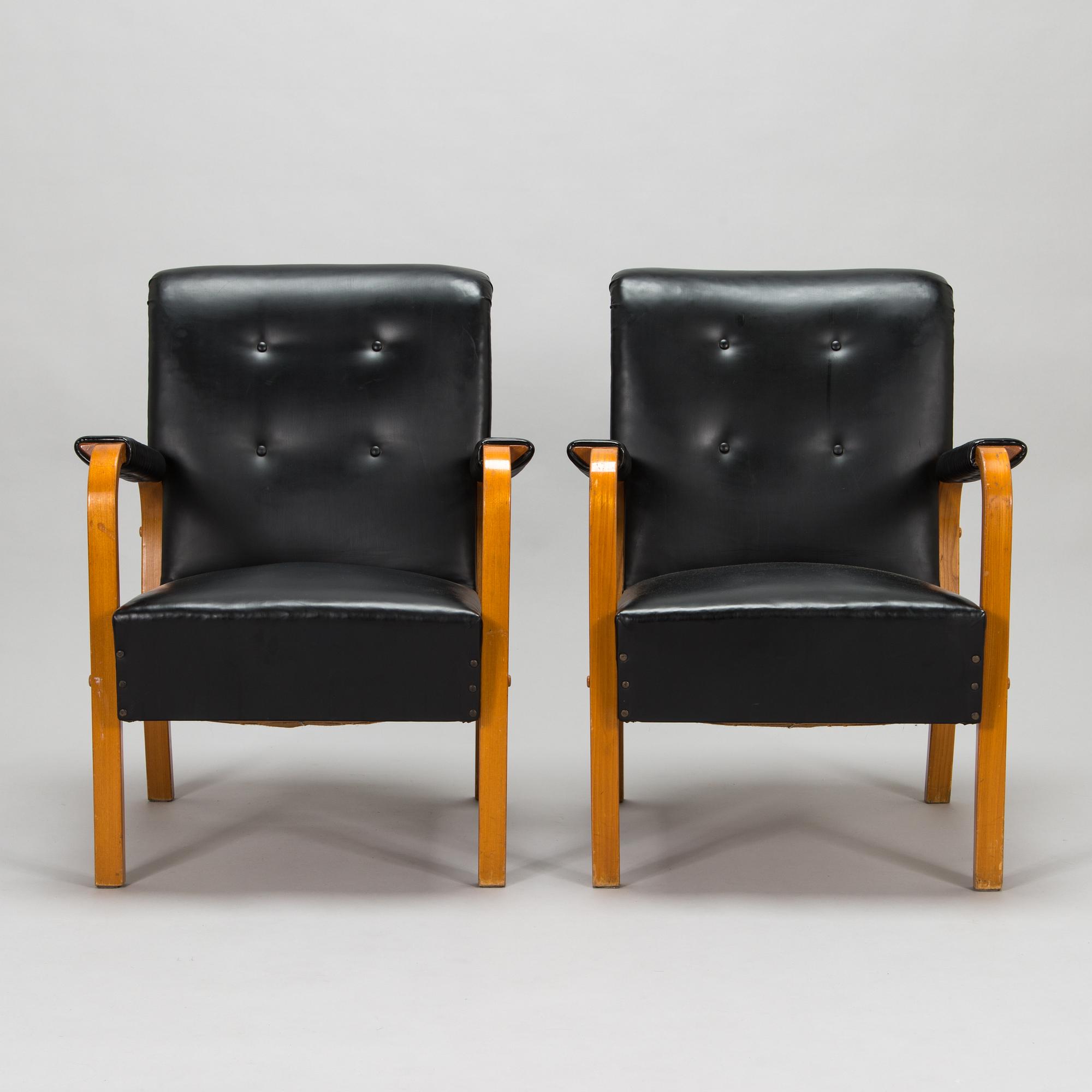 Alvar Aalto, a pair of mid-20th century '47' armchairs for, O.Y. Huonekalu- ja Rakennustyötehdas A.B.