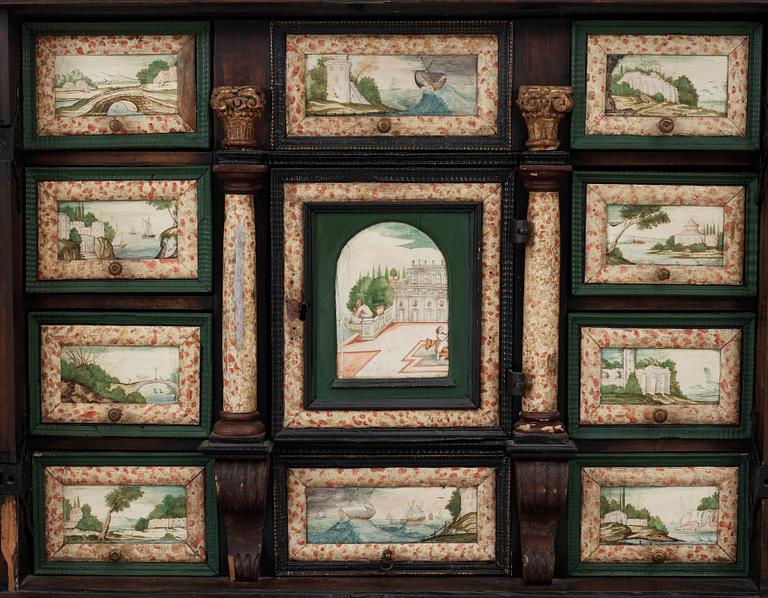 KABINETTSKÅP samt BORD, barock, 1700-tal.