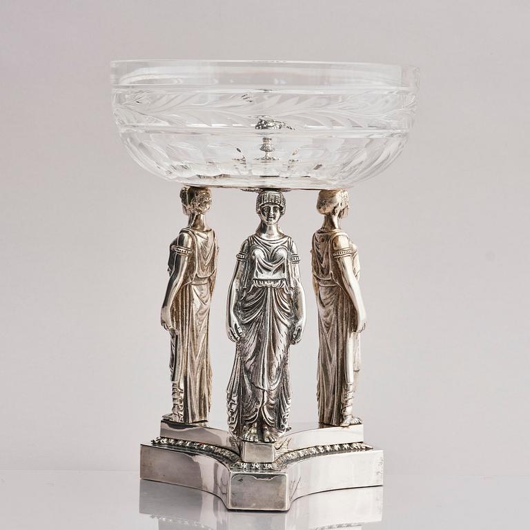 Lale Silverware & Co Ltd, uppsatsskål, sterling silver och glas, Istanbul, Turkiet, 1900-tal.