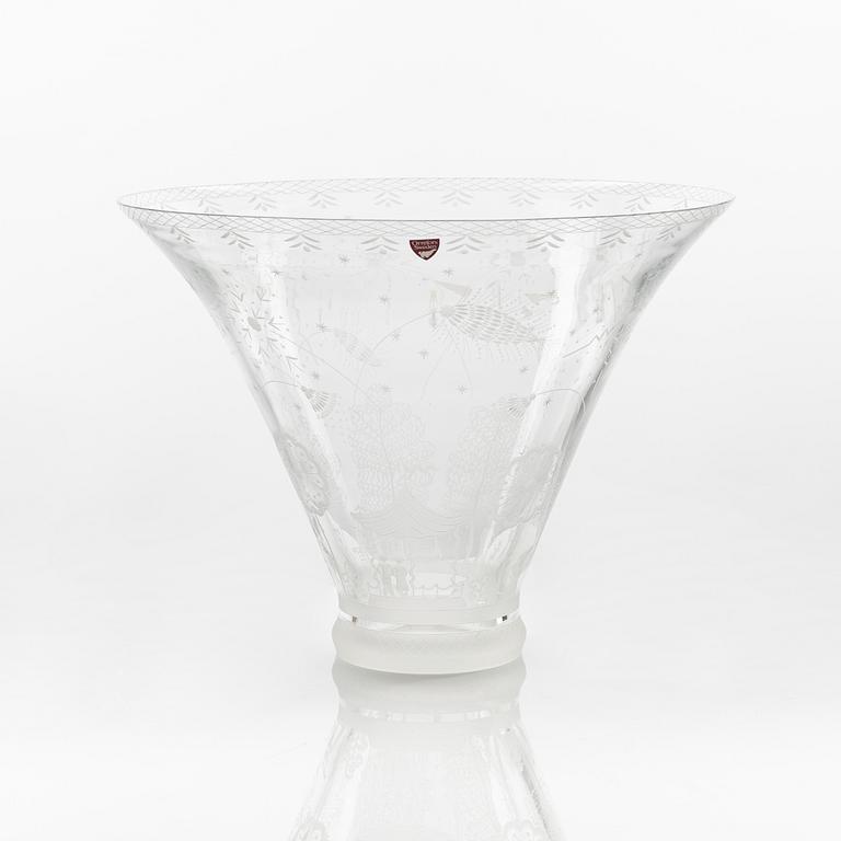 Edward Hald, an engraved 'Fyrverkeri' (Fireworks) glass bowl, Orrefors 1988, model 248.
