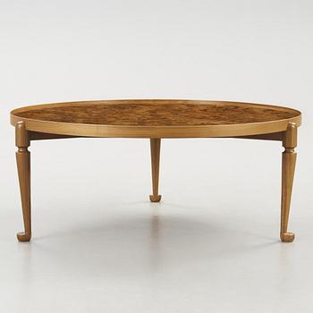 A Josef Frank walnut and burled wood sofa table, model 2139, post 1985.