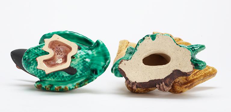 Two Gunnar Nylund stoneware figures, a parrot and a pelican, Rörstrand.