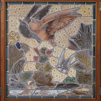 A fire screen, Maple & Co, England, circa 1900.