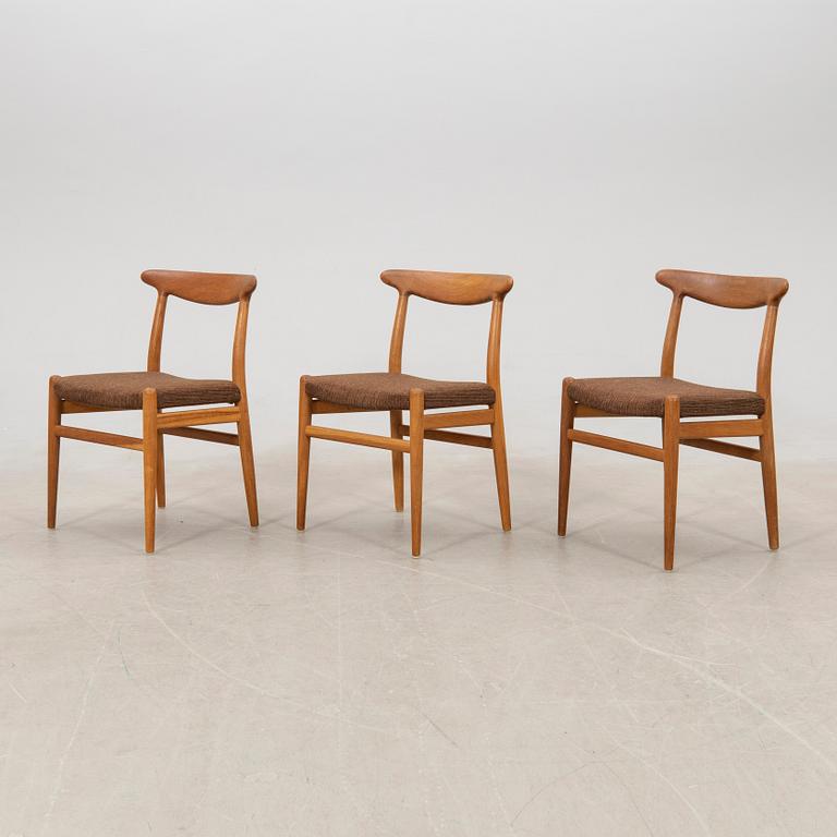 Hans J. Wegner, chairs 6 pcs "W2" CM Madsen Denmark 1960s.