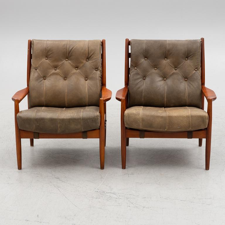 Ingemar Thillmark, fåtöljer, ett par, "Läckö hög", OPE Möbler, 1960's.