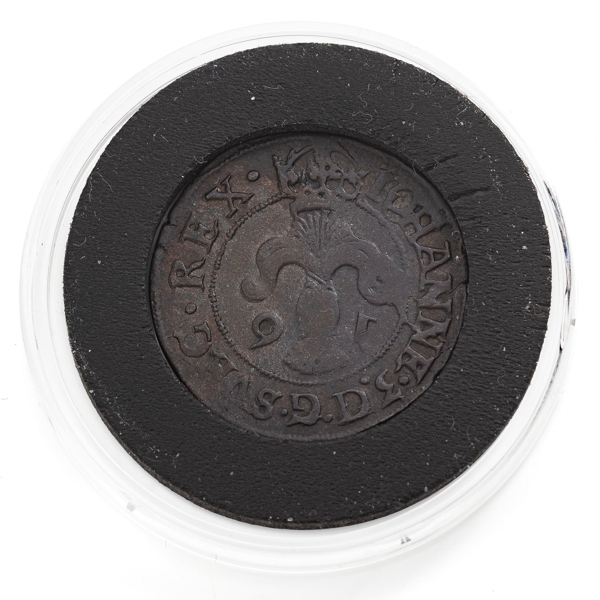 Silver coin, Sweden, Johan III, 2 öre, type V.