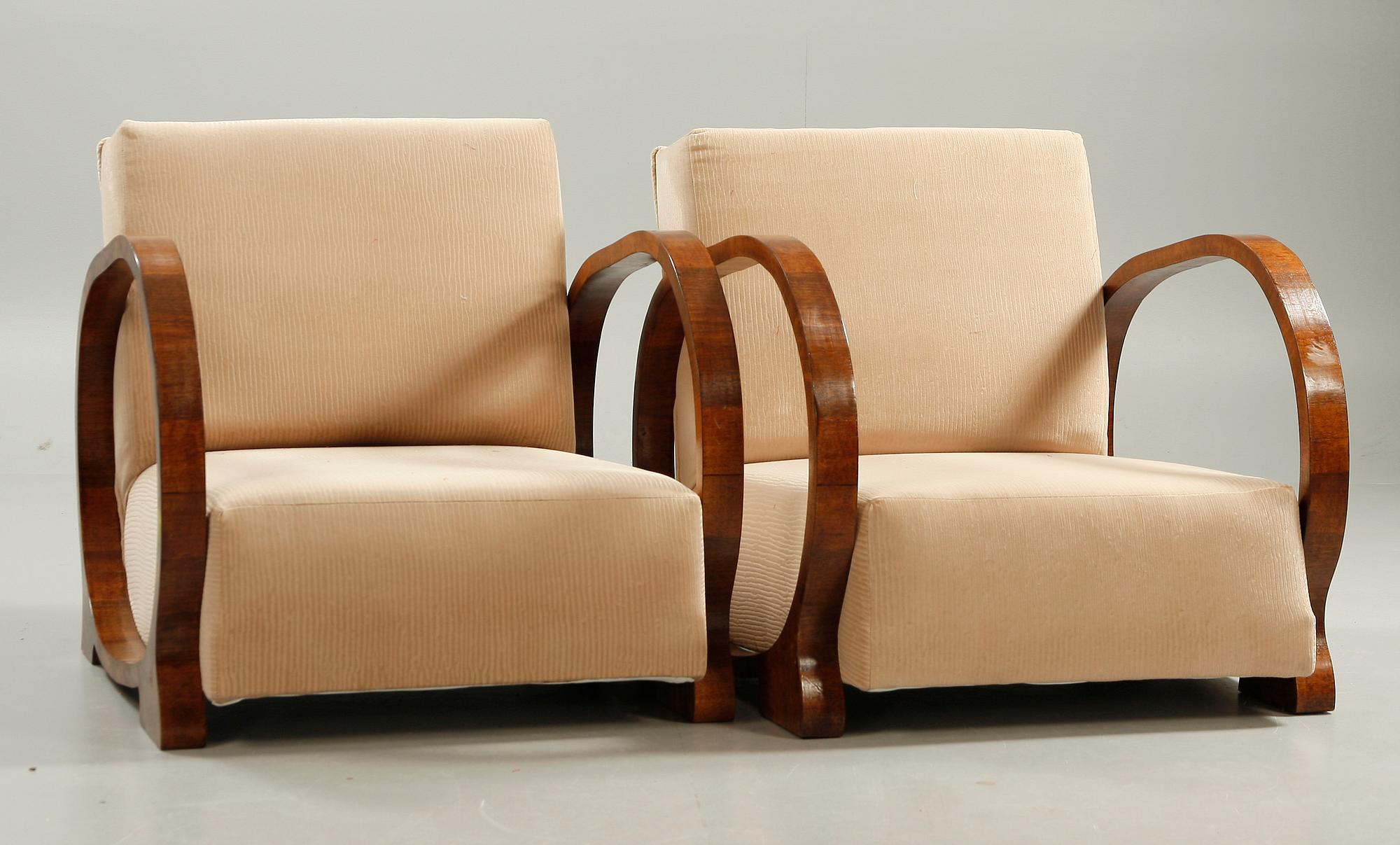 FÅTÖLJER, ett par, art decostil, 1900-talets andra hälft.