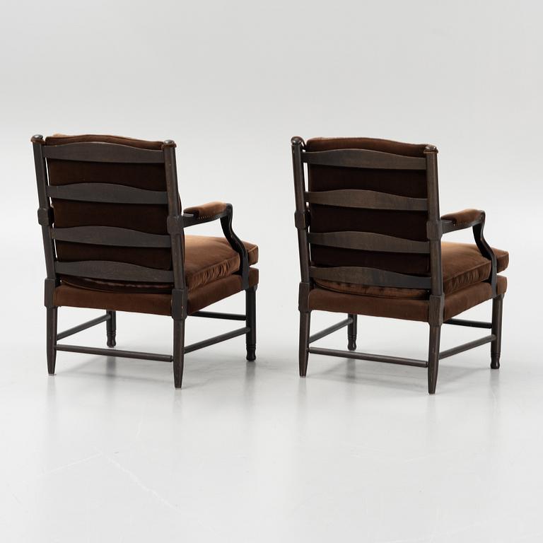 A pair of Gripsholms armchairs, Norell Möbler AB, Sweden.