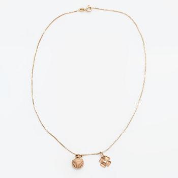 Halsband, 2 st hängen, 14K guld.