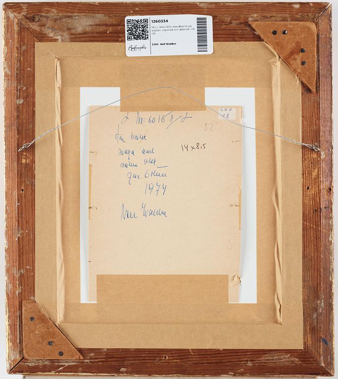 NELL WALDEN, mixed media on paper, signed and dated -74.