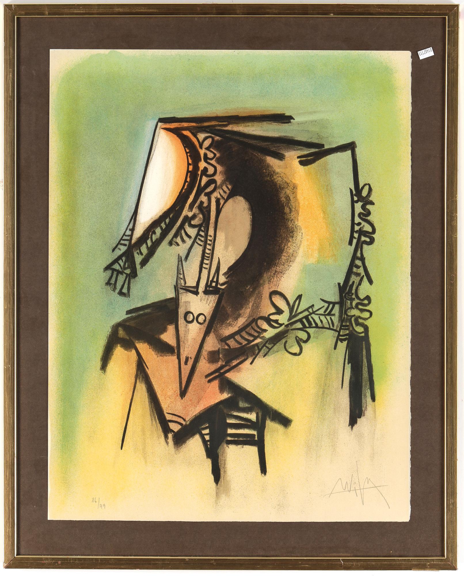 WIFREDO LAM, färglitografi, signerad, numrerad 86/99.