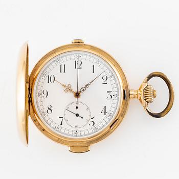 Fickur, 18K guld, minutrepeter, kronograf, 57 mm.